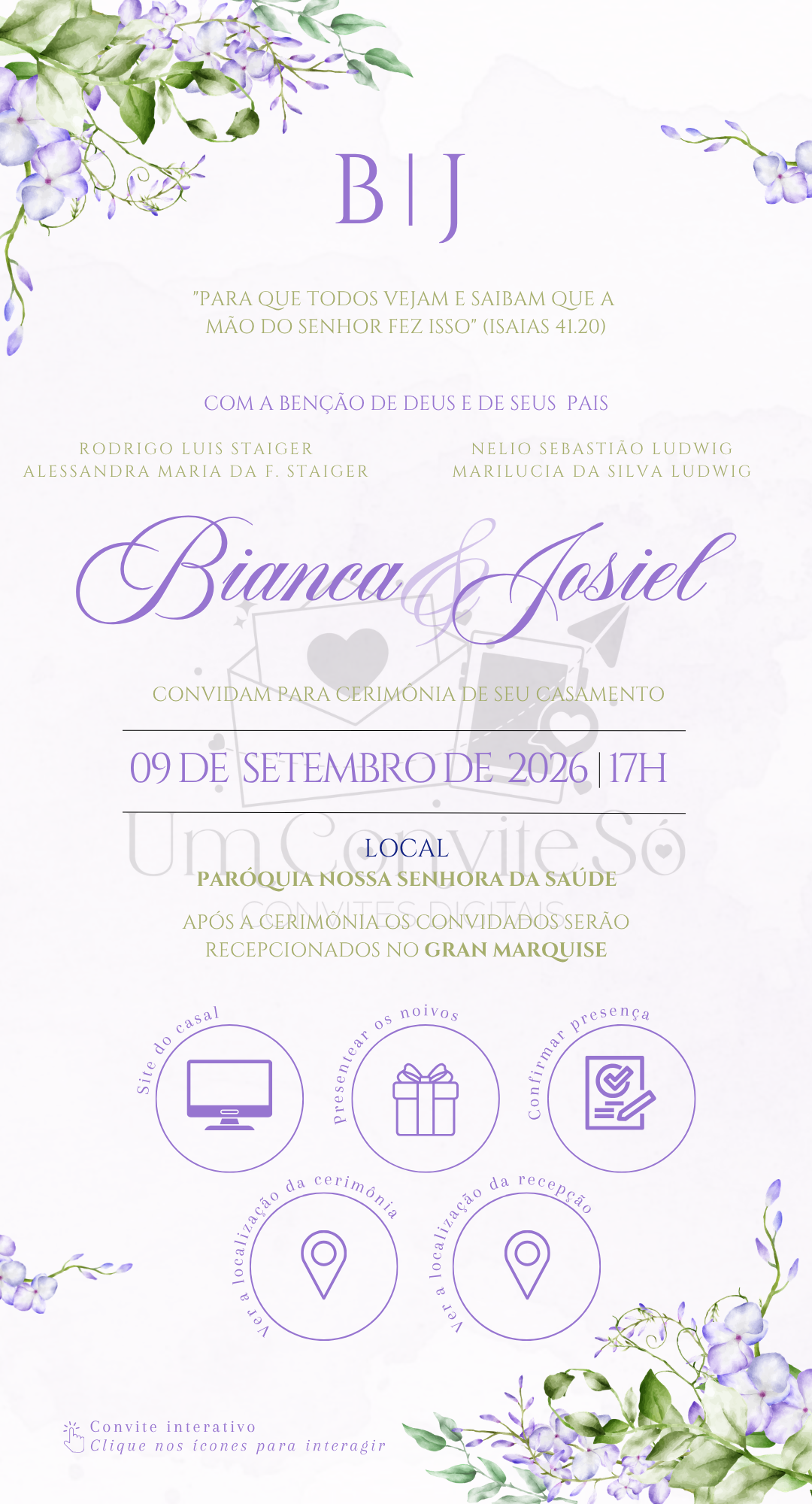 Convite interativo de casamento Lavanda