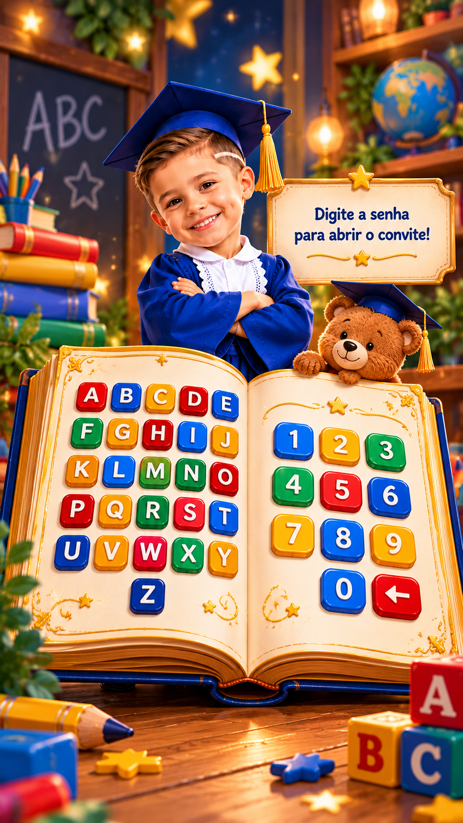 Página de senha do convite Formatura ABC Cinematográfico
