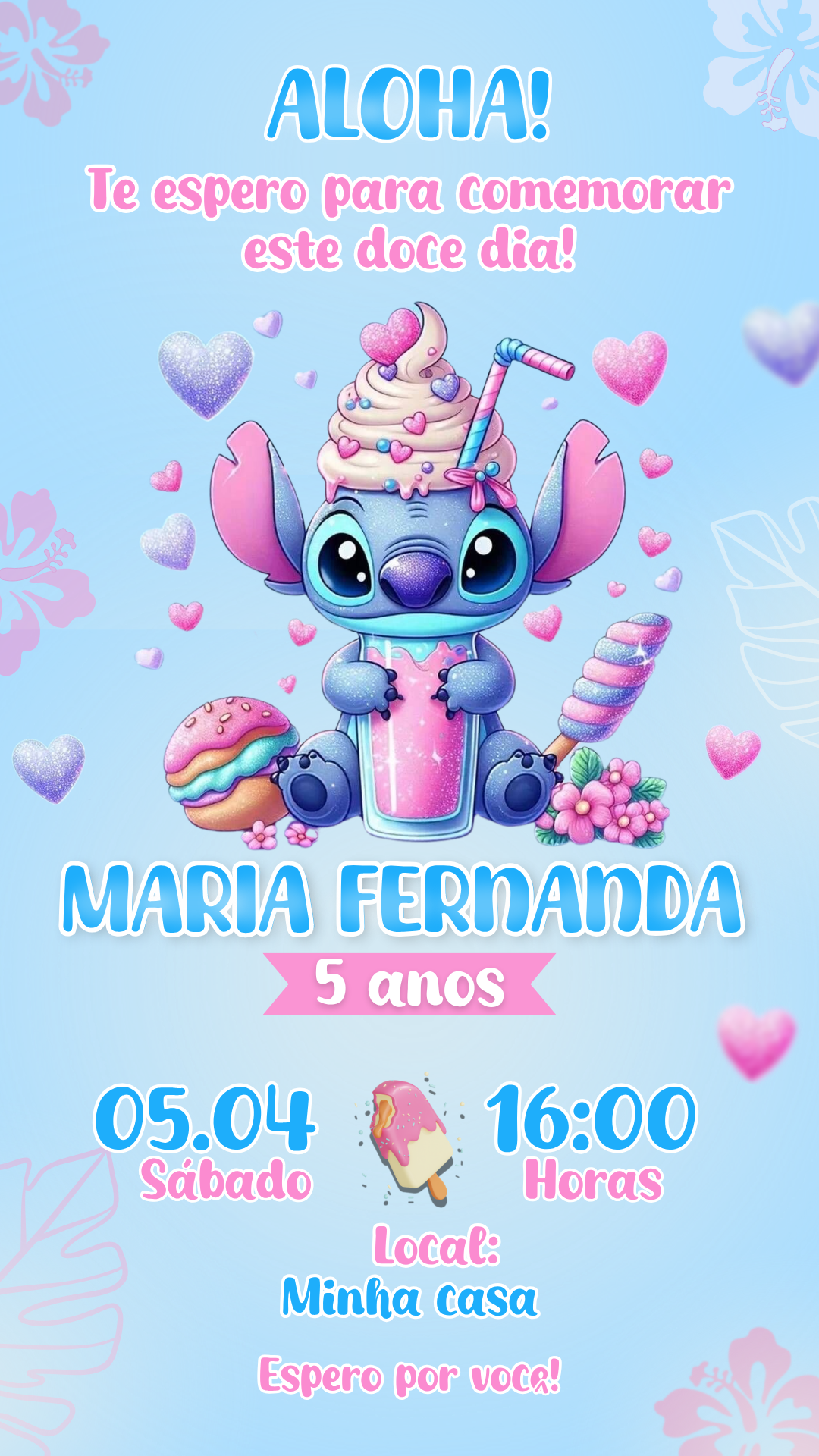 Convite tradicional Stitch